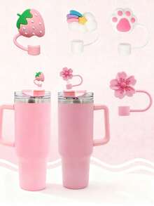 1PCS Random Straw Toppers For 10mm Cute Cartoon Drinking Straw Dispensers Cup Straw Cover Straw Topper Lovely Cartoon Reusable Drinking Straw,Cat Paw Cherry Blossom Strawberry Rainbow Designs, Straw Cover, For 30oz 40oz Tumblers,Back To School Supplies,Reusable Drinkware Accessories,Cup Decor - Nhiều màu - Xem 1