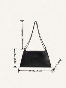 Fashionable Elegant Street Vacation Solid Color Chain Retro Versatile Shopping Shoulder Envelope Tote Bag - Black - View 3