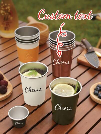 Customized Outdoor Camping Stainless Steel Coffee Cup, Small Wine Cup, Camping Water Cup, Tea Cup, Portable 350ML Wide Mouth Stackable, Suitable For Christmas Outdoor Party, Stainless Steel Cup