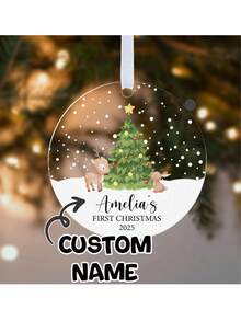 Personalised Baby First Christmas 2025 Decoration, Custom Babies 1st Tree Ornament Keepsake Gift Acrylic Bauble.
