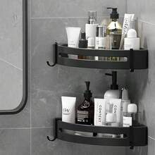 1 pieza Estante de ducha de esquina sin taladro - Caja de almacenamiento adhesiva para champú, jabón y artículos de baño esenciales