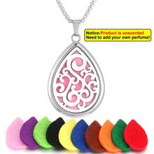 1 Set Water Drop Shape Aromatherapy Diffuser Pendant Necklace Aroma Jewelry Hollow Out Tree Of Life Flower Scent Aroma Perfume Essential Oil Diffuser Necklace For Women Sweater Chain Teardrop Necklace Christmas Halloween - Silver - View 11