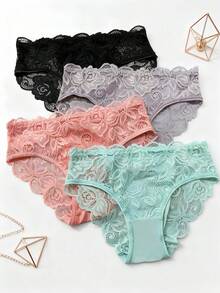 6/12/18 Pack Women's Cotton Stretch Lace Bikini Panties Multipack Breathable Soft For Valentine's Day Halloween Parties Dates Womenswear Bridal 2 Piece Sets Women,Outfits,Matching Pajama Set Couple,Halloween Costumes For Women>Sexy,Halloween Costumes For Women,Fallhalloween Costumes Tights - 彩色 - 查看 8