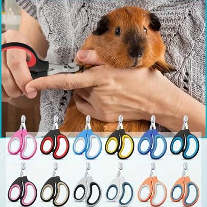 Multi-Color Stainless Steel Small Pet Nail Clippers - Ergonomic, And Easy Grooming Tool For Guinea Pigs, Dogs, Cats, Rabbits And Birds, With Protective Claw Ring