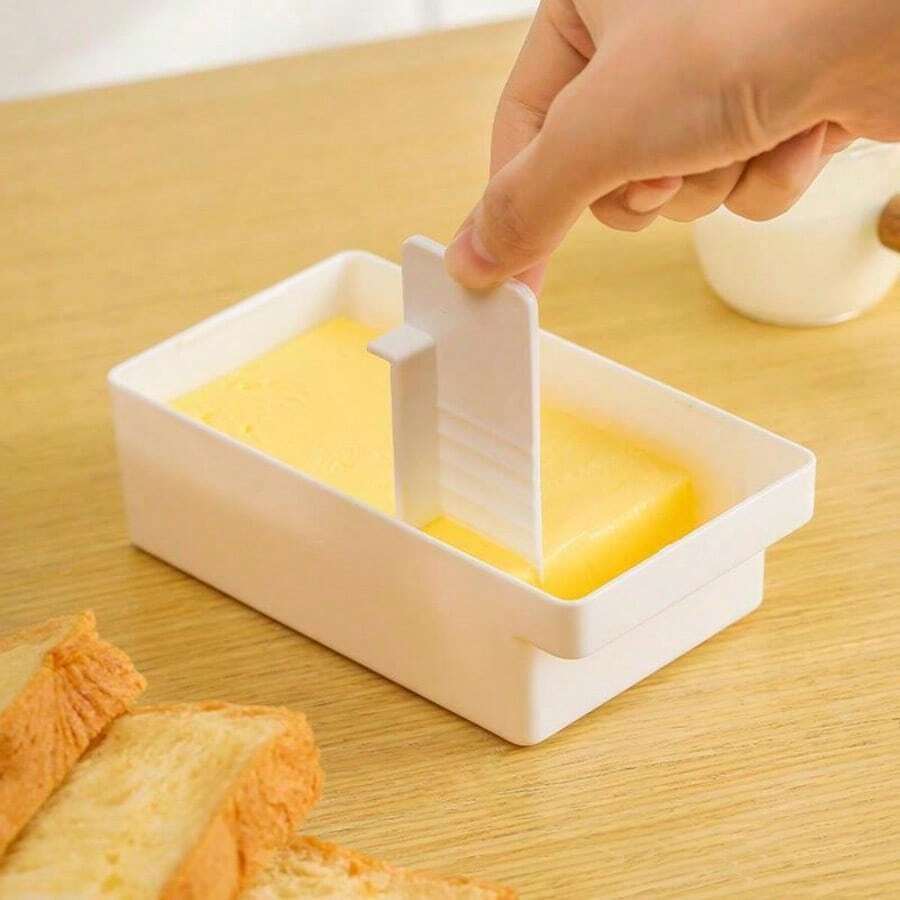 1 Butter Tray With Lid And Cutter Suitable For Countertop, Butter Rack Container With Lid, Multifunctional Butter And Cheese Storage Box With Lid, Handle And Easy To Cut Slicer, Butter Tray For Refrigerator Storage - Perfect For Freshness, Slicing, And Seasoning Organization In The Kitchen