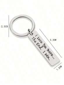 1Pc I Love You More End I Win Keychain,Couple Keychain,Keyring Boyfriend,Girlfriend Birthday,Anniversary Him - Silver - View 2