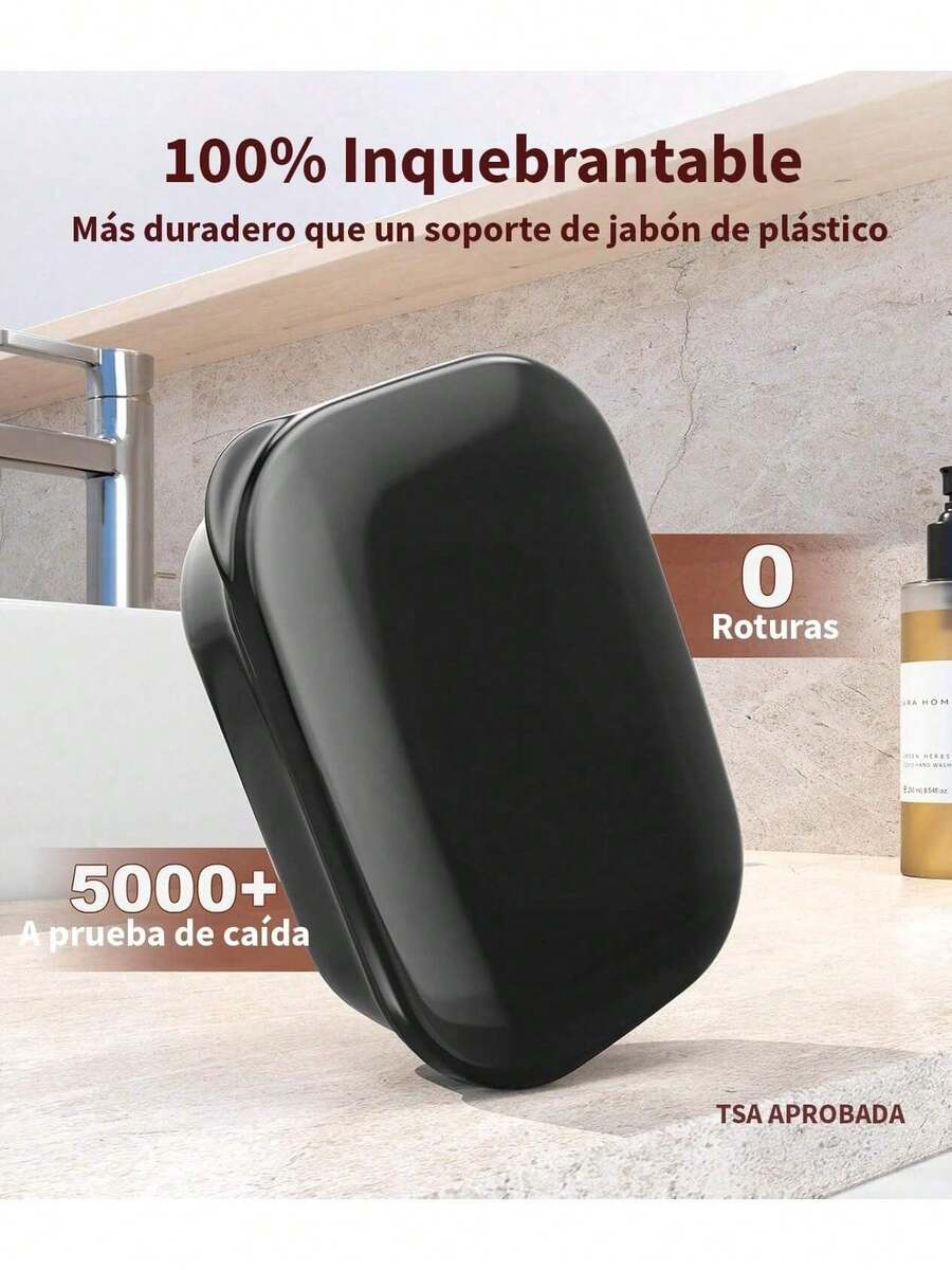 Timotech Jabonera para Viaje, Estuche paraón Sólido con Tapa y Capa de Drenaje, Jabonera Portátil a Prueba de Fugas, Contenedor deón Plástico para Maleta, Caja Resistente para Campamento - 1 - Ver 1