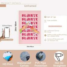 1pc Vintage Irish Cheers Bar Cart Wall Art - "Slainte Slainte Slainte" Cocktail Print, Unframed Canvas Poster For Home, Living Room, Bedroom Decor, Perfect Gift For Irish Expat Friends, Irish Home Decor - Multicolor - View 14