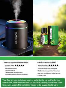[Thick Mist + Super Quiet]This 180ml Car Humidifier Comes With Color Mood Lighting. It Has Two Working Modes: Smart Timed Auto-Off, And Can Be Used In Car Or On Desktop As An Air Humidifier And Diffuser. - Black and White - View 18