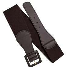 Women's Wide Elastic Belt With Buckle To Cinch Dress Waist - 咖啡 - 查看 4