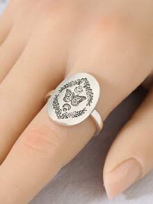 1 Piece Vintage Floral Pattern Ring Antique Silver Ladies Versatile Jewellery Exquisite And Fashionable Daily Wear Can Be Given To A Friend.