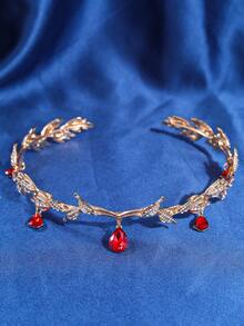 1pc Crystal Queen Crown Headband, Rhinestone Bridal Wedding Hair Accessories, Vintage Leaf Rhinestone Headpiece Pendant Hairband, Suitable For Women Princess Performance, Party, Halloween Costume, Bridesmaids Gifts, Coronas, Tiara