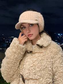 1 szt. Damska, swobodna, elegancka czapka baseballowa w stylu boho z dużym rondem, dzianinowa, wysokiej jakości, uniwersalna i ciepła na jesień/zimę