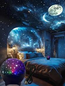 Modern Room RGB Starry Sky Projection Smart Lamp | New Atomic Bomb Shaped | USB Projector | Creative Decorative Desk Lamp | Atmosphere Party Light | Disco Ball LED Night Light | Color Changing Bedside Lamp | Suitable For Bedroom, Home, Office, Party, Cinema Or Bedside - Ideal Gift For Christmas, Valentine's Day, Easter And Halloween