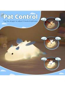 Đèn ngủ khủng long có thể điều chỉnh độ sáng 3 chế độ, đèn ngủ từ tính bằng silicon mềm, đèn bàn hình động vật dễ thương, đèn ngủ ấm áp có thể sạc lại cho phòng ngủ, trang trí phòng khách - Nhiều màu - Xem 1