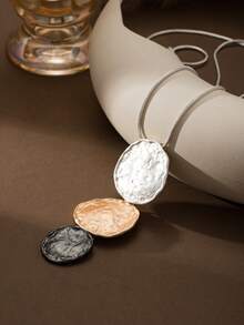 Cring Coco 1pc Fashionable Bohemian Minimalist Zinc Alloy Geometric Pendant Necklace, Minimalist Design Suitable For Women's Daily, Party, Vacation, Music Festival, Ball, Birthday, Valentine's Day Jewelry Accessories Gift - Geometry - View 6