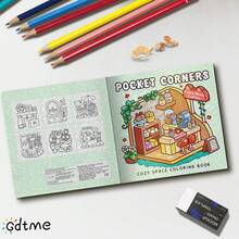 GDTME 1本舒适角涂色书，图案大胆简洁，色彩鲜艳清晰，展现无忧无虑的女孩生活，可使用马克笔涂色，适合成人和青少年，可在办公室放松、在学校玩耍，是生日礼物、返校礼物、圣诞礼物、美术用品的理想之选。24页单面印刷，2026页，7.9英寸 x 7.9英寸。 - 舒適的角落 - 查看 8