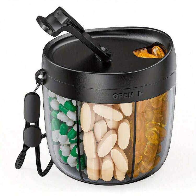 Portable Pill Dispenser Bottle, Vitamin Organizer With 7 Compartments, Holds Plenty Of Supplements With Anti-Mixing & Wide Openings Design, Easy To Retrieve Meds - Hồng - Xem 6