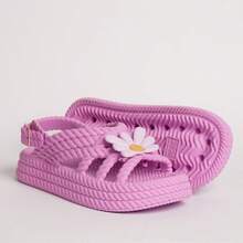 Kit Of 2 Pairs Of Girls' Daisy Sandals, Lightweight And Comfortable, Braided School Shoes - 綠色+淡紫色 - 查看 3