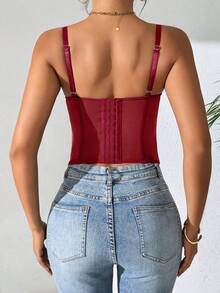 RAHQ 1 件女士时尚蕾丝边紧身胸衣短款上衣，性感紧身吊带内衣紧身胸衣上衣，适合派对、旅行、聚会、圣诞节、情人节、万圣节