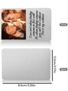 1pc Personalized Metal Wallet Card With Picture And Text, Custom Photo Text Engraved Wallet Insert For Husband Dad Men Gift Your Loved Ones A Personalized Metal Wallet Card That Holds A Special Photo And Heartfelt Message. - Multicolor - View 14