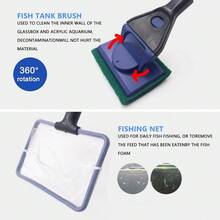 1pc 5 In 1 Aquarium Cleaning Tools Set - Multi-Function Kit With Fish Net, Algae Scraper, Gravel Rake, Sponge Brush & Fork, Essential For Fish Tank Glass & Gravel Clean, Aquarium Supplies