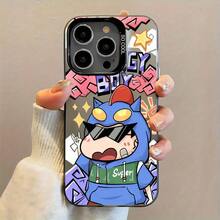 Energetic Black Phone Case With Crayon Shin-Chan Design, Compatible With Apple  Models Including 16, 11, 12, 13, 14, 15, Pro, Plus, Pro Max And Various Other Versions. - Black - View 5