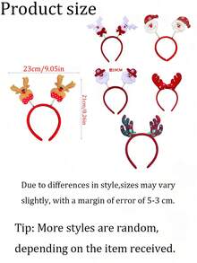 12/6件装圣诞节假日头饰，可爱的圣诞树和圣诞老人造型头饰，为圣诞派对、礼物和拍照增添节日气氛 - 彩色 - 查看 5