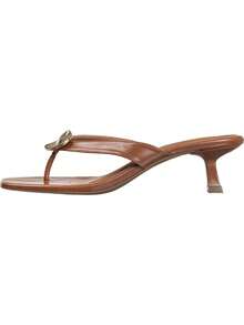 Women's Clog Sandal Mule Toe Strap Mid Heel Metallic Detail Comfortable Casual Elegant GiGiL - 駝色 - 查看 4