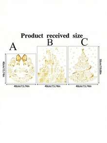 Naklejki na okna w kształcie złotej choinki, duże, statyczne naklejki ścienne DIY na okno i drzwi (1 opakowanie) Dekoracje świąteczne Naklejki na ścianę z dekoracjami świątecznymi Dekoracje do pokoju Dekoracje ścienne Dekoracje świąteczne Dekoracje do domu