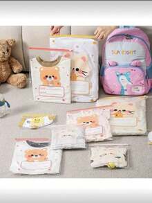 10/20个拉链袋母子密封袋幼儿园衣服分类袋衣服等候袋收纳袋自封袋爱心情人节 - 彩色 - 查看 2
