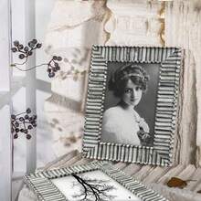 1pc Modern Minimalist Line-Style Classic Gallery Photo Frame, Black & Gray Frame Body, Excellent Quality, Displays 3.5x5", 4x6", 5x7", 6x8", 8x10" Photos, Horizontal & Vertical Display, Suitable For Study, Bedroom, Living Room