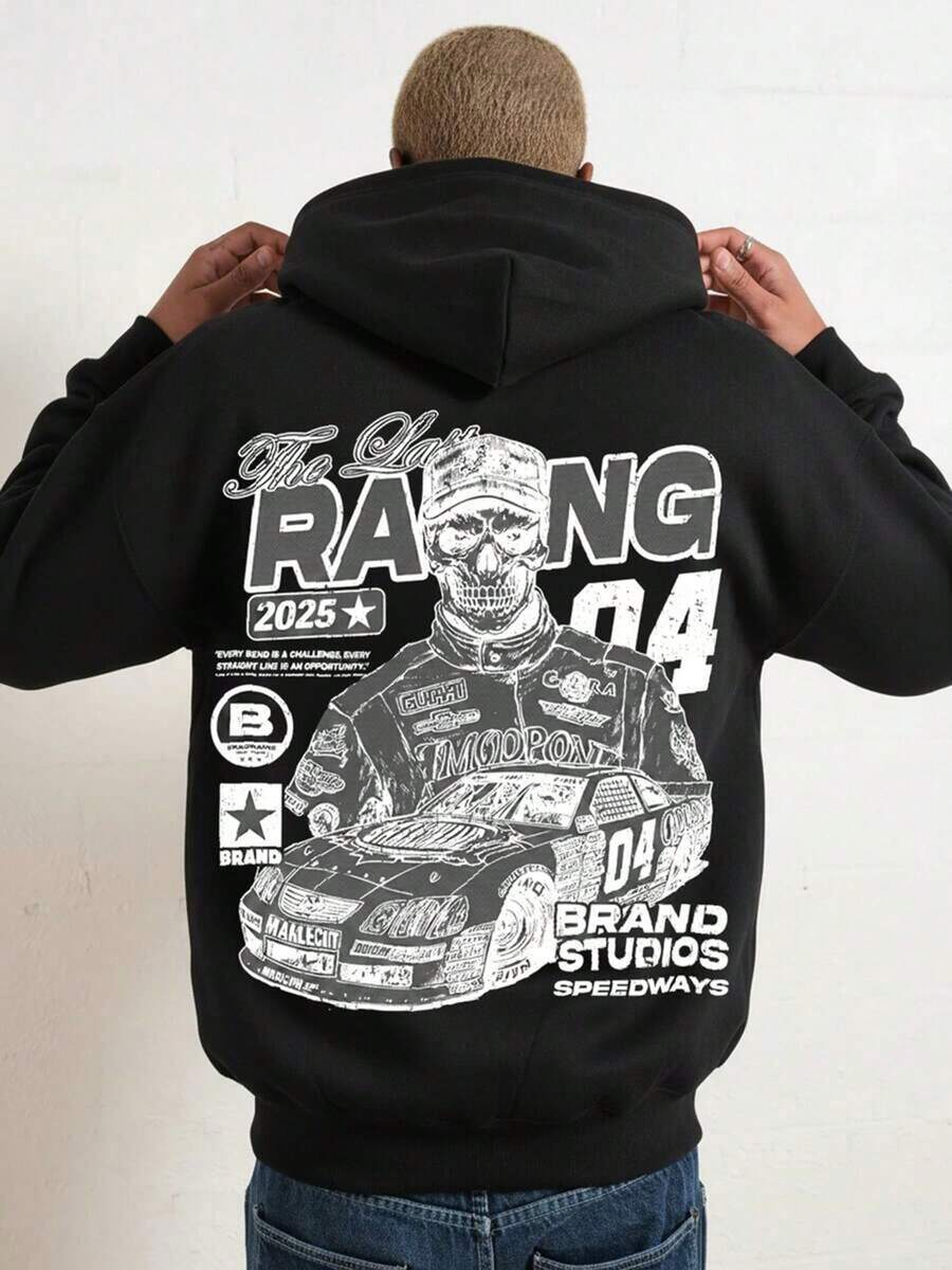 Spring/Autumn Men's Anime-Style Casual Hooded Sweatshirt - Fashionable Youth Style Hooded Sweatshirt, Suitable For Teenagers, Adults And Sports Enthusiasts,Fall Hoodies,Men's Fall Clothes,Street Wear,Halloween,Mens Hoodies,Y2k Clothes,Jesus Hoodie,Thanksgiving Day,Nightmare Before Christmas,Christmas - 黑色 - 查看 1