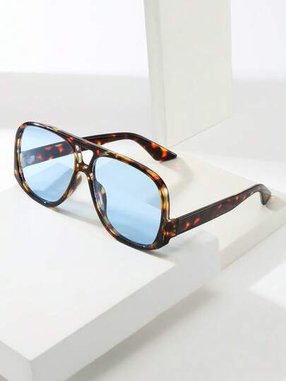 1pc Unisex Square Large Frame High-Quality Personalized Minimalist Fashion Glasses (Suitable For Driving, Casual, Travel, Party, Daily Use)