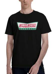 New Krispy Kreme Doughnuts Restaurant Casual Rock T-Shirt For Men - Loose-Fit, Round Neck With Graphic Print, Ideal For Everyday Use - màu đen - Xem 1