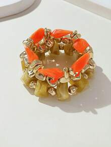 LADYCOCO 3 piezas Pulsera vintage de múltiples capas y colores de cuentas de acrílico gruesas, pulsera transformable con chapa dorada, para mujeres, parejas, fiestas, uso diario - Multicolor 24 - Ver 3