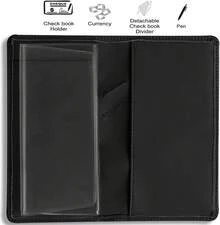 Sanlykate Leather Checkbook Cover For Men And Women, Check Book Case Card Holder With Free Divider, Standard Register Duplicate Checks With Pen Inserts - Flesh - View 3