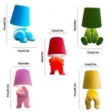 Soft Plush Figure Lamp - 5 Color Choices (Pink/Blue/Yellow/Green/Red, Dimmable LED Light, Battery/USB Dual-Power, Perfect For Kids' Bedroom, Playroom & Bedside Night Light - 藍色 - 查看 5