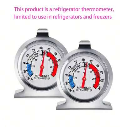 Stainless Steel Thermometer With Large Dial, -30~30°C/-20~60°F Contactless Temperature Gauge, Battery-Free, Easy To Read For Refrigerator And Freezer