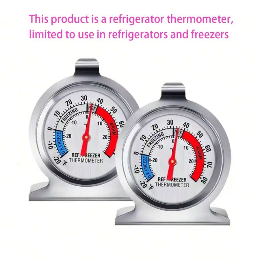 Stainless Steel Thermometer With Large Dial, -30~30°C/-20~60°F Contactless Temperature Gauge, Battery-Free, Easy To Read For Refrigerator And Freezer - Multicolor - View 1