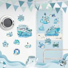 Fall Cruise Door Magnet - 16 Pcs Halloween Large Ship Decorations Funny Mailbox Covers Magnetic Cute Blue Pumpkin Cabin Anchor Stateroom Stickers Decals For Fridge Refrigerator Party Decor - 秋季-16件 - 查看 11