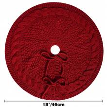 1pc Knitted Christmas Tree Skirt – 18.11 Inch Red Cable Knit Small Xmas Tree Base Cover With Bow Tie , Rustic Holiday Decoration For Mini Christmas Tree, Home, Party, Farmhouse Decor Christmas Decorations Winter Room Decor Christmas Decorations Home Christmas Gifts Christmas Decor - Multicolor - View 12