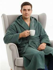 2-Piece 100% Cotton Unisex Bathrobe Set – Black & Green Color Options, Fluffy Hooded Robes For Women & Men, Terry Cloth, Soft With Long Belt – Ideal For Spa, Sauna & Daily Use – S/M & L/XL – Made In Turkey - Màu Cam cháy - Xem 7