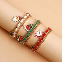 1pc Elegant Christmas Santa Claus Bell Snowman Pendant Bracelet For Women, European & American Christmas Bracelet