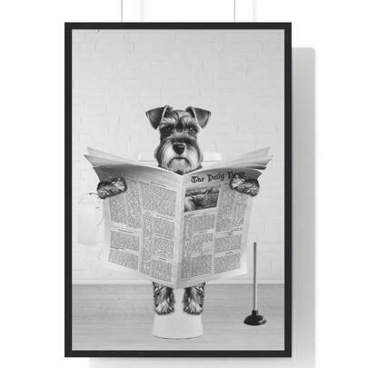1 pièce Affiche sur canevas, Art mural Schnauzer miniature, Impression drôle pour salle de bain, Affiche pour toilettes, Cadeau idéal pour salon, cuisine, décoration murale, décoration de maison, art mural, décoration de chambre, sans cadre