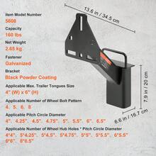 Spare Tire Carrier, Trailer Spare Tire Mount, 160 Lbs Capacity, Utility Trailer Accessories Fits Most 4 & 5 & 6 & 8 Lugs Wheels On 4", 4.25", 4.5", 4.75", 5", 5.5", 6", 6.5" Bolt Patterns - Spare Tire Carrier - View 7