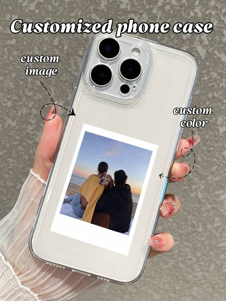Funda personalizable para teléfono (1 pieza solamente) | Se pueden imprimir fotos o nombres, funda suave y transparente a prueba de golpes | Elegante, colorida, linda, única y personalizada | Regalo ideal perfecto para novio, novia, familia, amigos, abuelos, parejas y amantes de las mascotas | Adecuado para aniversario, cumpleaños, graduación, boda y otras ocasiones - transparente - Ver 1
