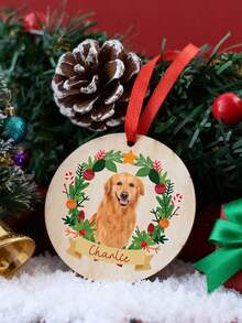 Personalized Dog & Owner Name Ornament, Custom Ceramic Christmas Decoration, Customized Photo Dog Memorial Ornament, Christmas Home Decor, Christmas, Handmade Holiday Gift For Pet Lovers, Dog Owners, Dog Christmas Ornaments, Customizable Picture Christmas Tree Decorations, Family, Kids, Pet, Friend