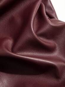 Elegant Women Long Sleeve Mini Dress, Knitted Fabric With Unique Faux Leather Bow Design, Fashion Outfit. Women's Dress With Faux Two-Piece Look - Burgundy - View 2