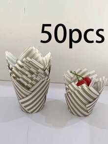 50 pièces Caissettes à muffins tulipes rayées élégantes, avec surface anti-adhésive et bords arrondis, variété de styles, couleurs et motifs, pour muffins, cupcakes, gâteaux à étages - Caissettes à cupcakes tulipes décoratives et fonctionnelles pour les desserts d'anniversaire, de mariage et de fête - Multicolore - Voir 21